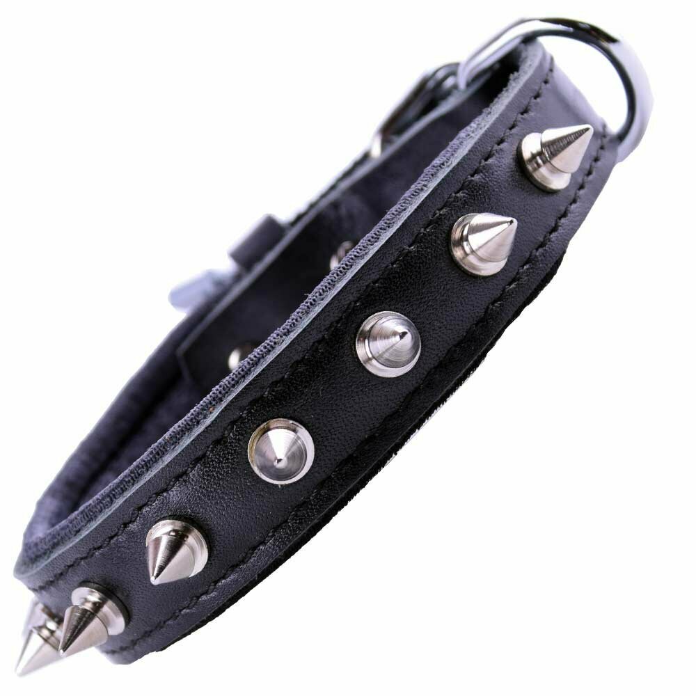Schwarzes Spike Lederhundehalsband - Handgemachtes Stachelhundehalsband