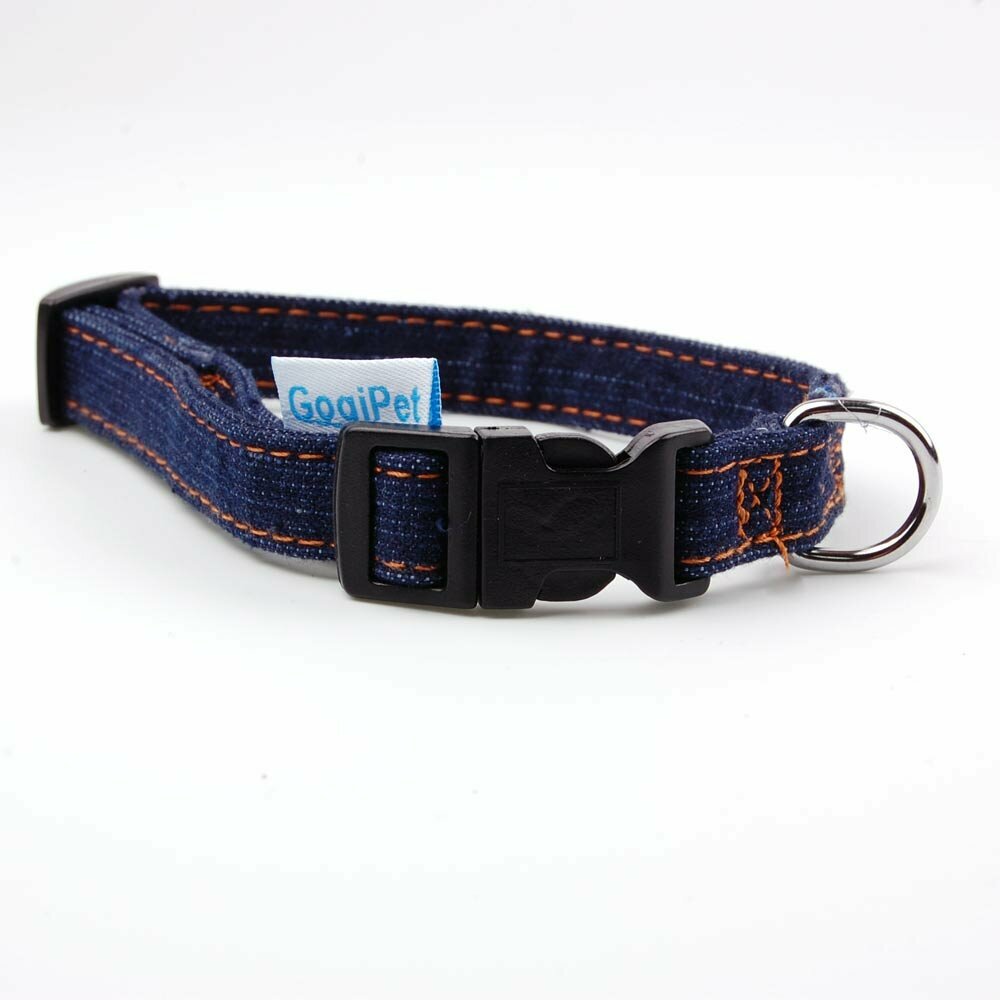 GogiPet ® Hundehalsband aus Blue Jeans jetzt neu mit Clip