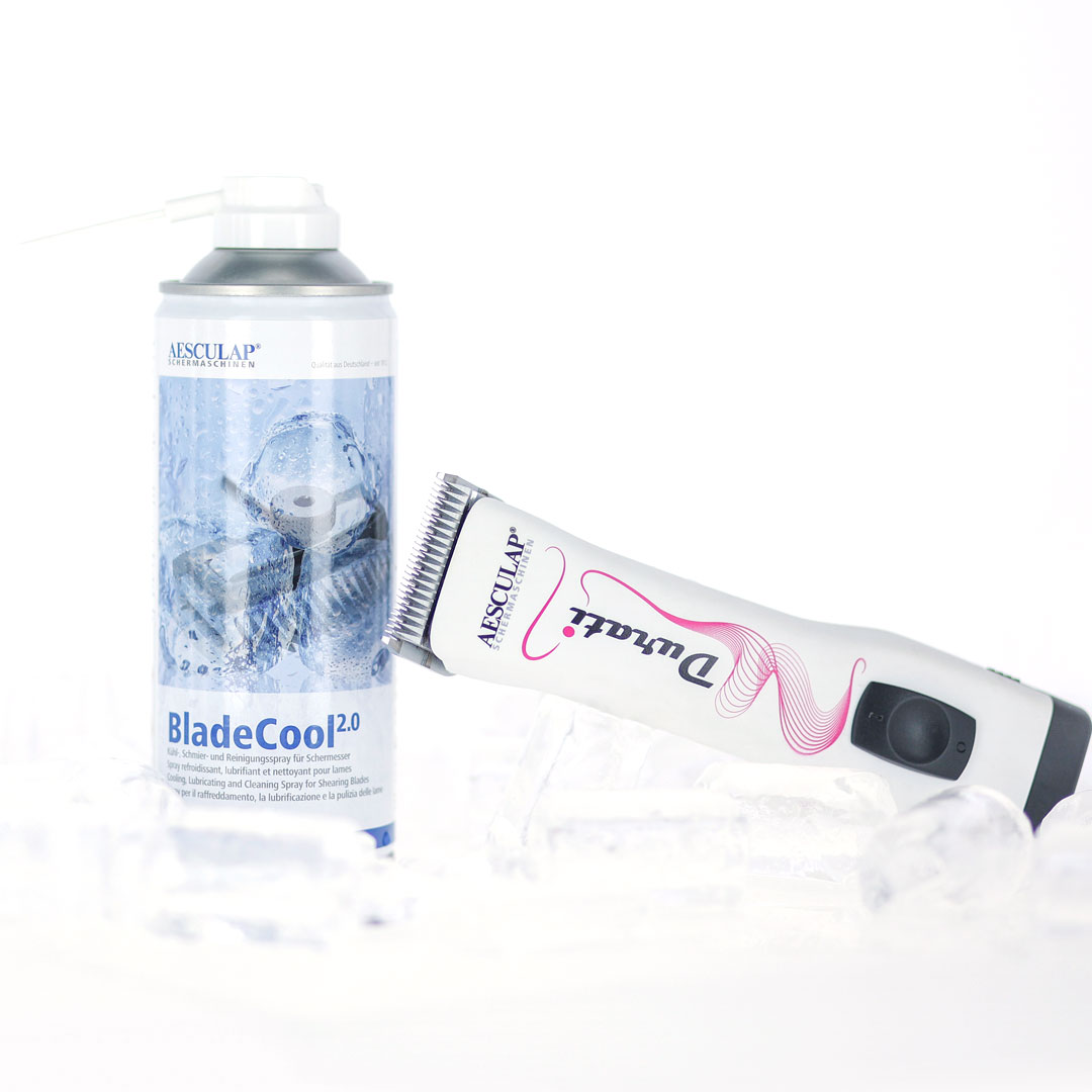 Aesculap® BladeCool 2.0 der Ölspray und Kühlspray für Schermaschinen und Scherköpfe aller Marken
