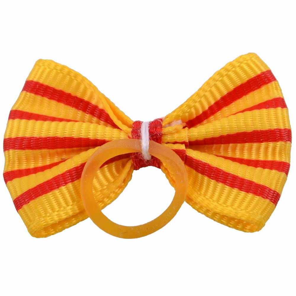 Haarschleife mit Haargummi orange mit orangen Streifen von GogiPetHaarschleife mit Haargummi gelb mit roten Streifen von GogiPet