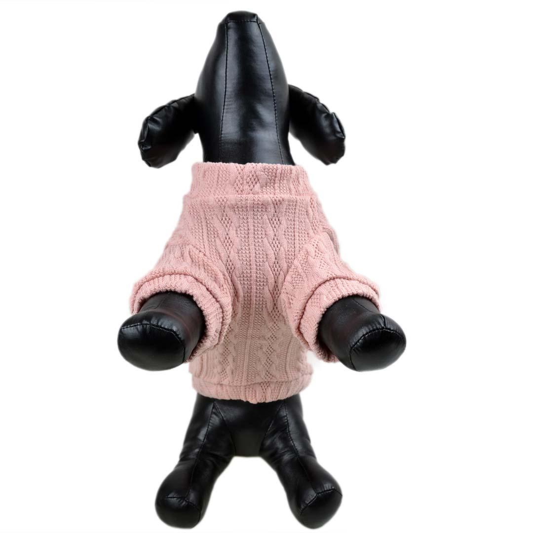 wärmender Pullover für Hunde rosa mit Strickmuster