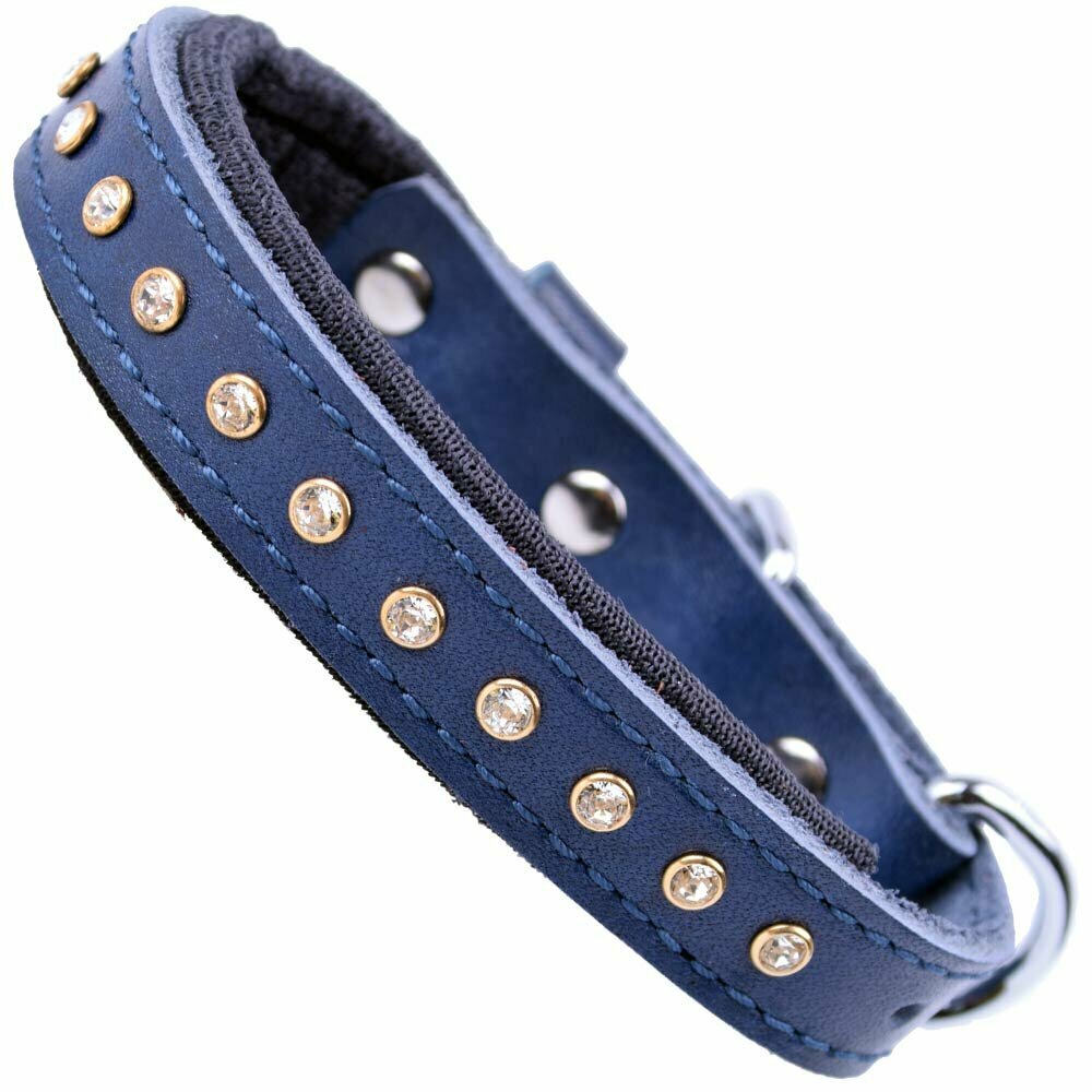 GogiPet® Swarovski Strasshundehalsband blau für kleine Hunde