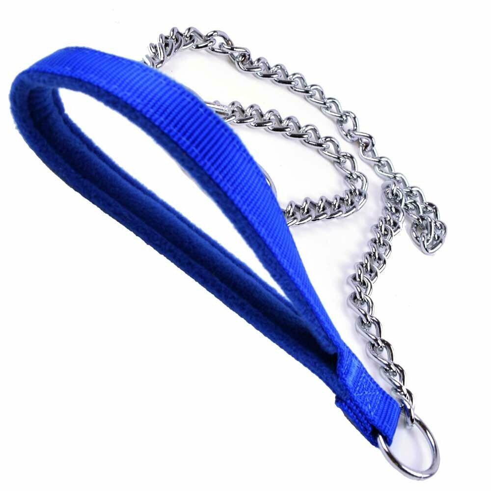 Handgemachte Schneckenketten Hundeleine mit blauem flauschig weich gefüttertem Griff