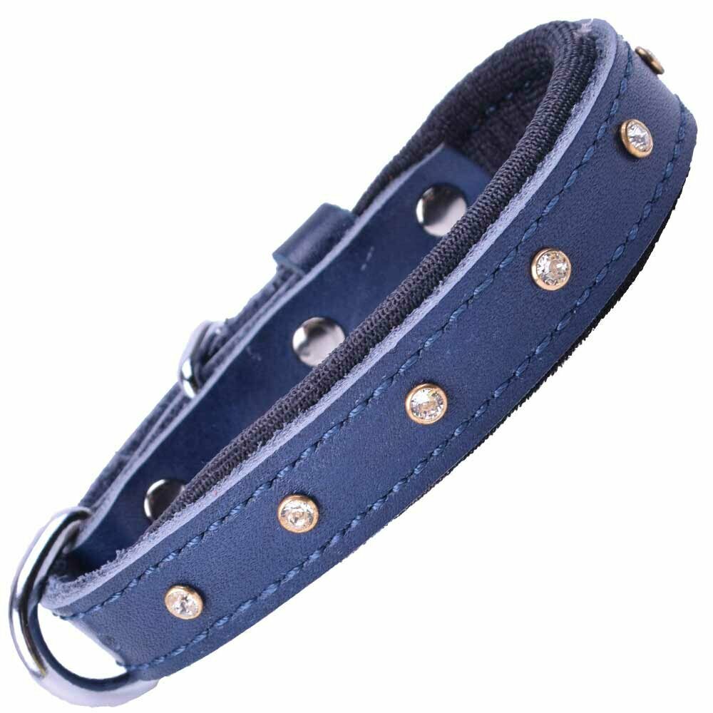 Swarovski Lederhundehalsband aus blauem Echtleder