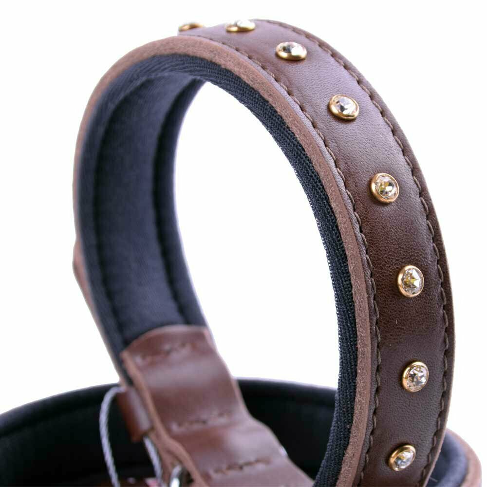 Swarovski Lederhundehalsband braun - Echtleder Hundehalsbänder