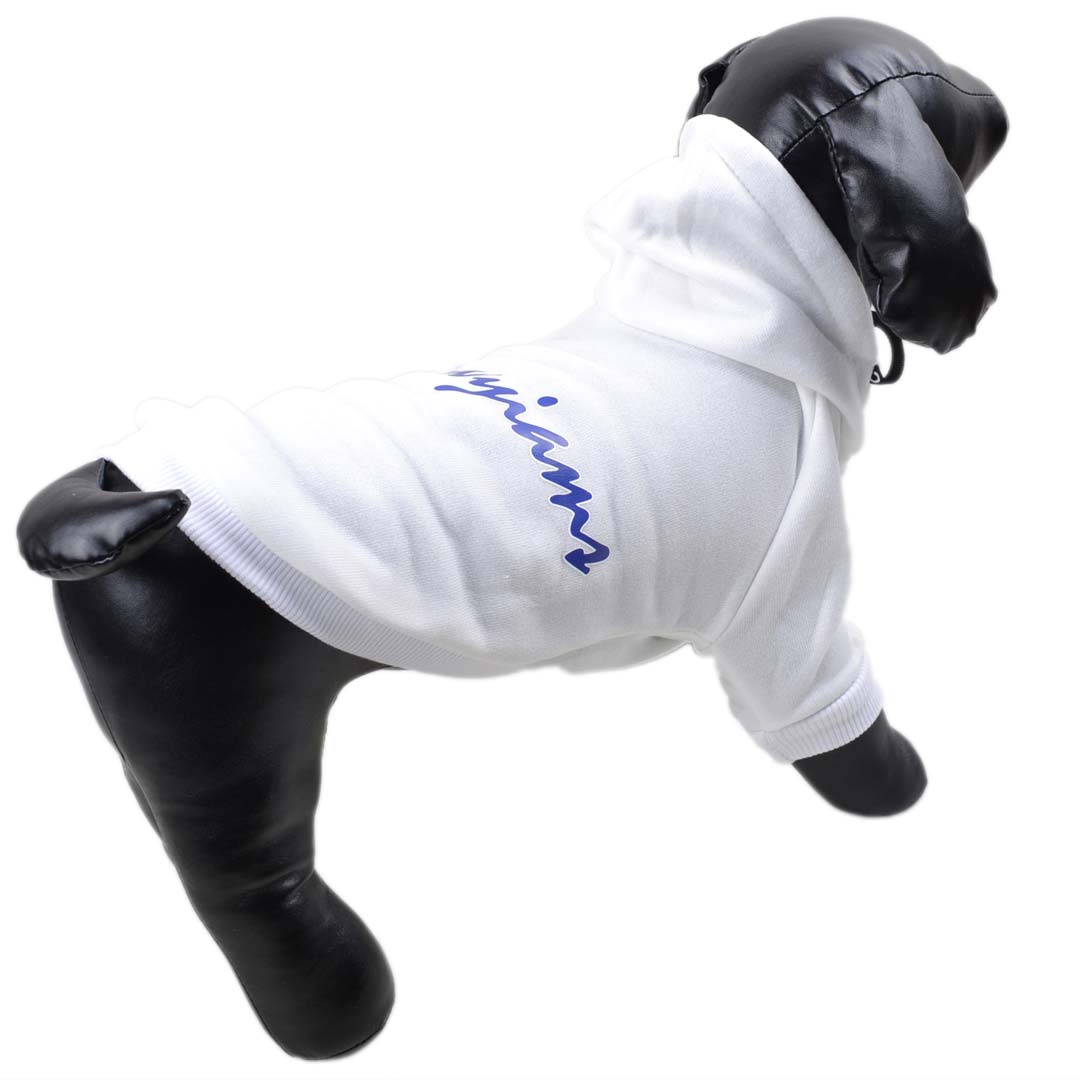 Weißer Hoodie für Hunde - sportlicher Kapuzen Hundepullover