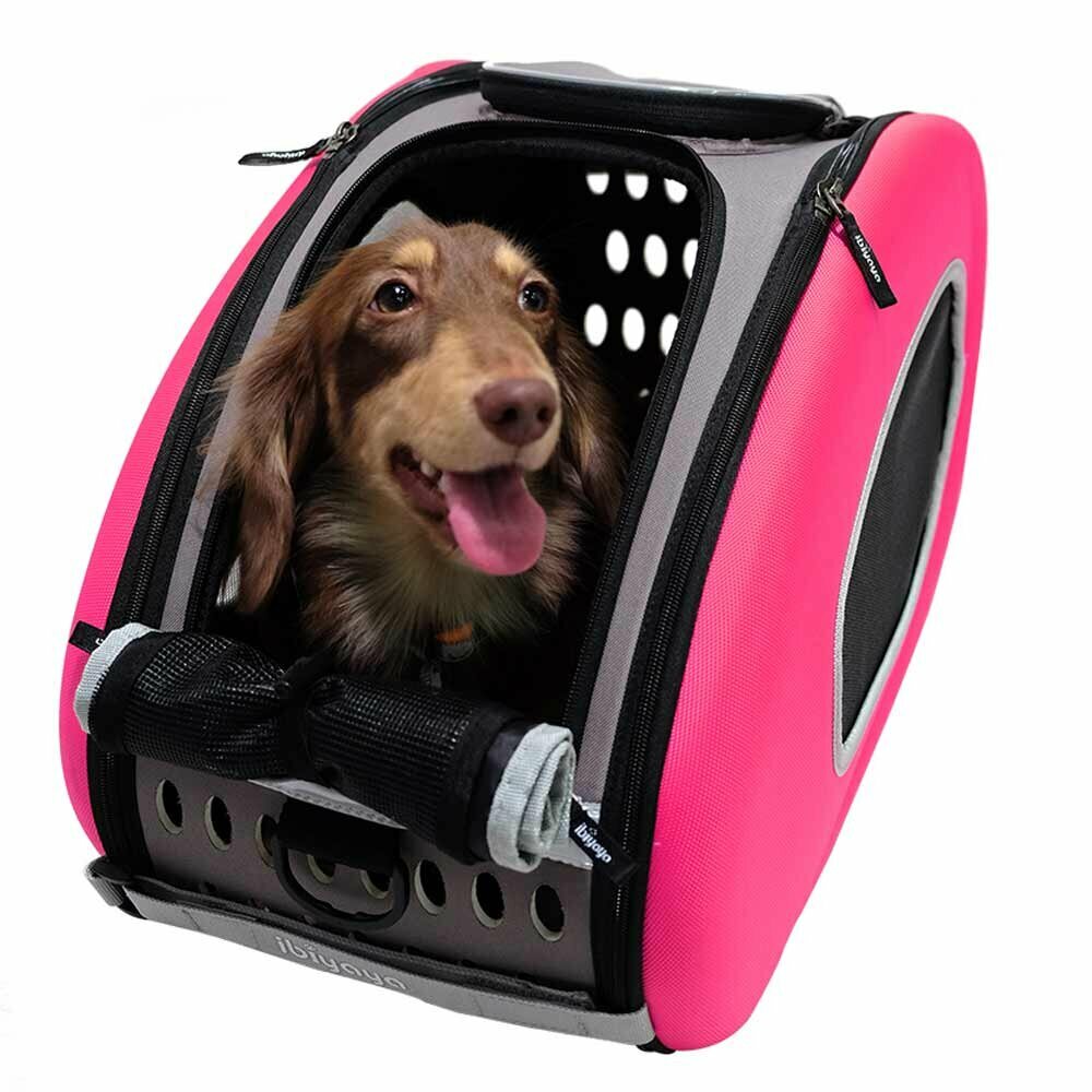 Trolley für Hunde mit rosa Hundetasche