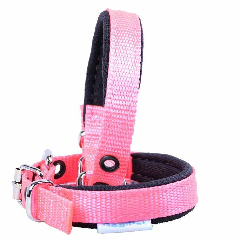 Gepolstertes GogiPet® Komfort Textil Hundehalsband rosa