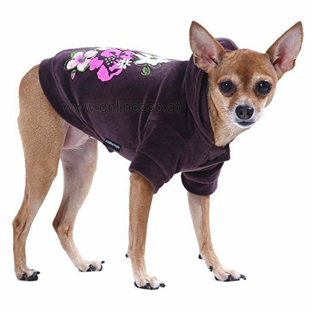 Hundebekleidung für den Winter - Hundepullover mit Kapuze violett