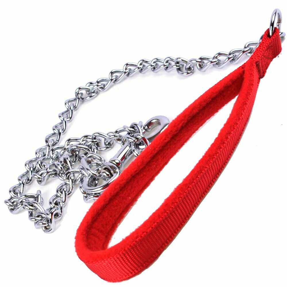 Handgemachte Schneckenketten Hundeleine mit rotem flauschig weich gefüttertem Griff