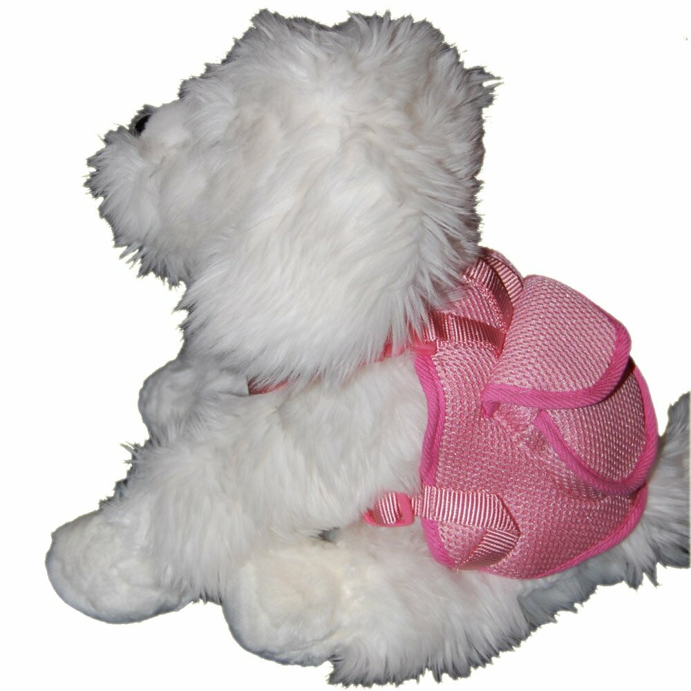 GogiPet ® Hundebrustgeschirr rosa mit Rucksack und Hundeleine Größe L