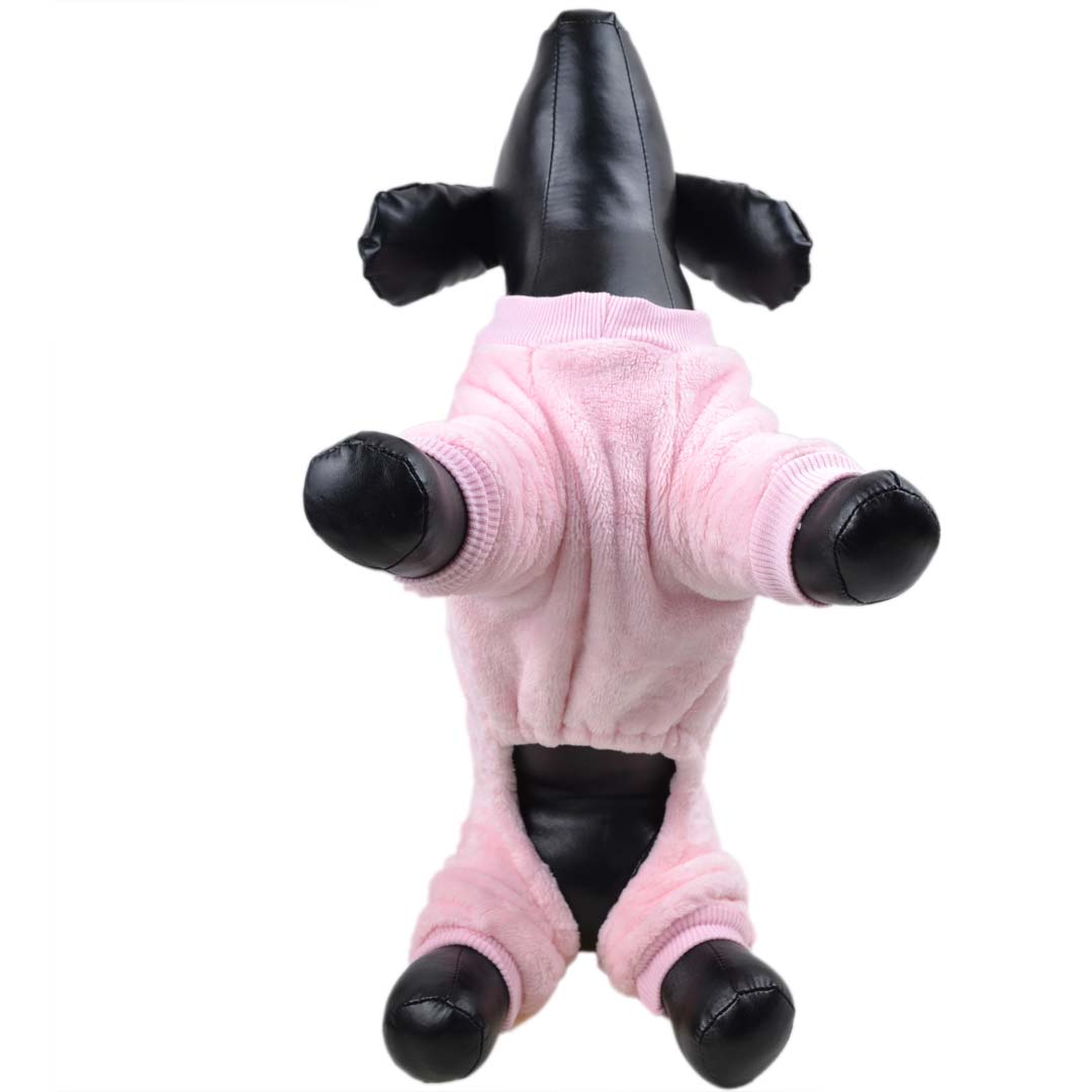 warme Hundebekleidung gegen kalte Böden. rosa Hausanzug für Hunde