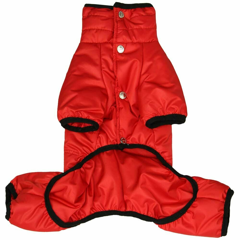Roter Schneeanzug für Hunde - die extra warme Hundebekleidung