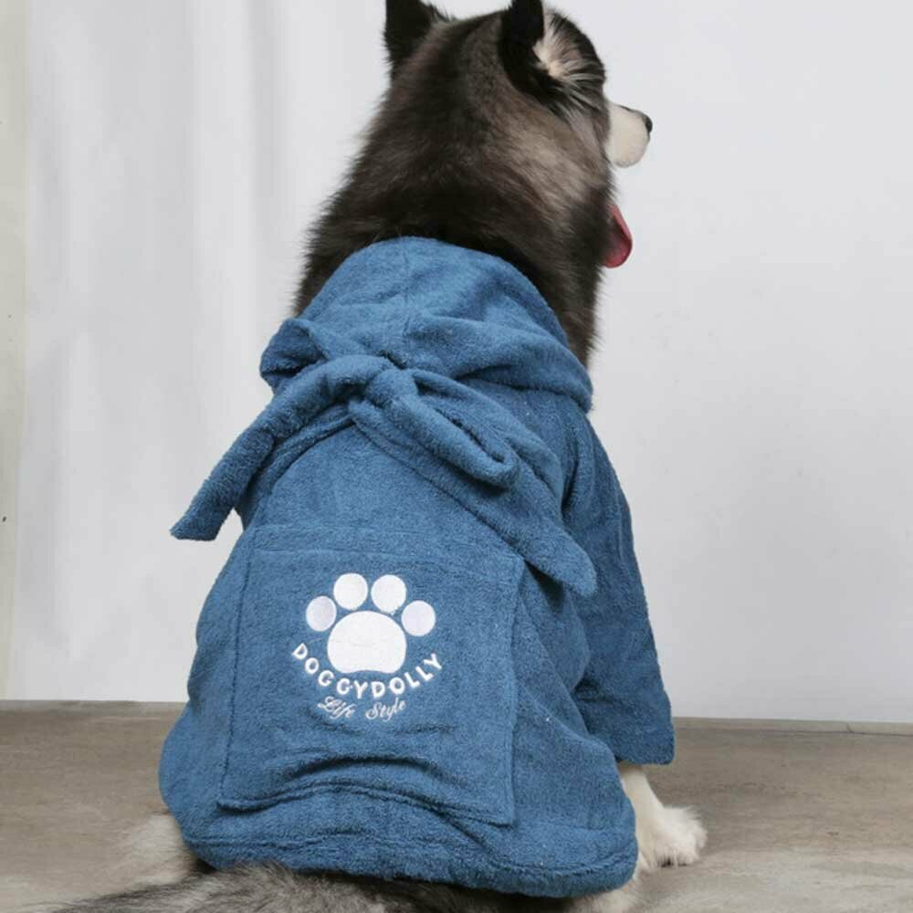Blauer Bademantel für große hunde von DoggyDolly Hundemoden