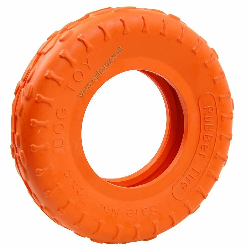 Hundespielzeug mit 20 cm  Ø - oranger Autorreifen als Hundespielzeug