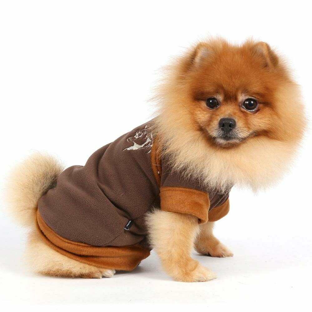 Moderne Hundebekleidung von DoggyDolly - warme Fleece Hundejacke braun