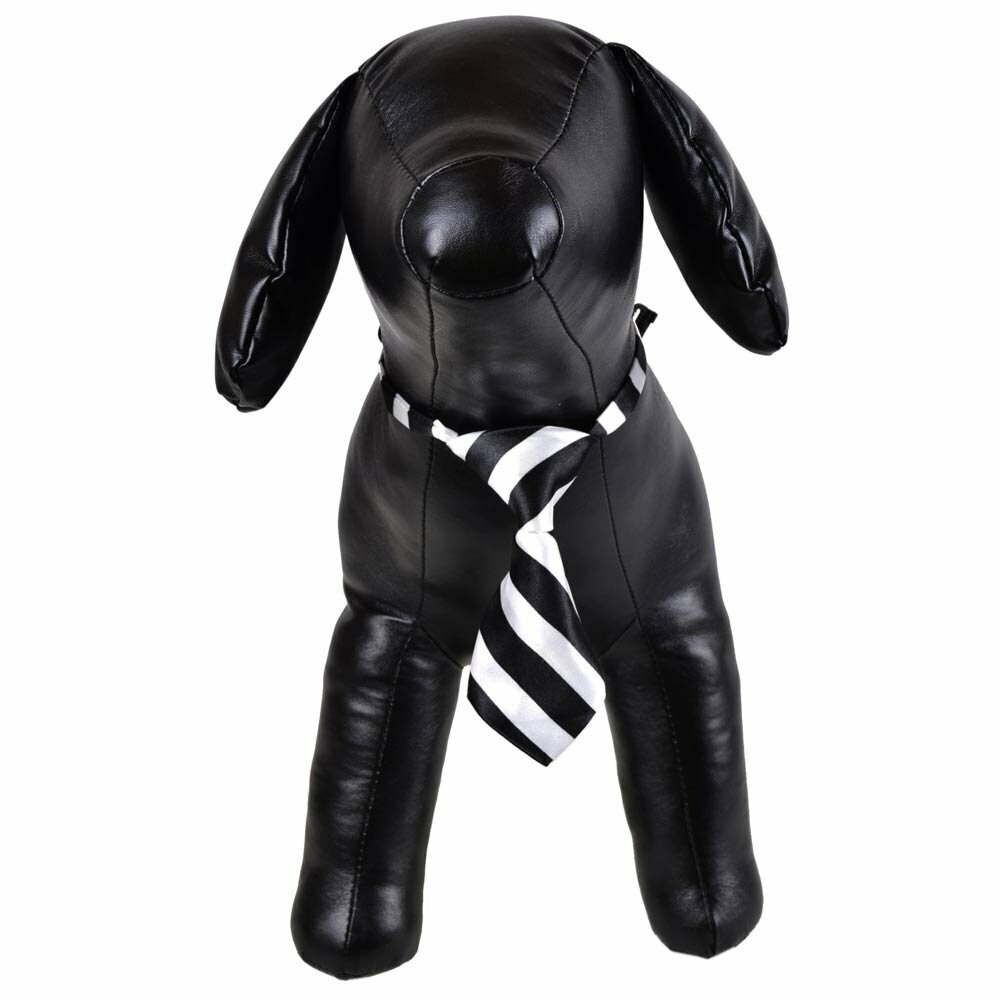Krawatte für Hunde schwarz, weiß gestreift