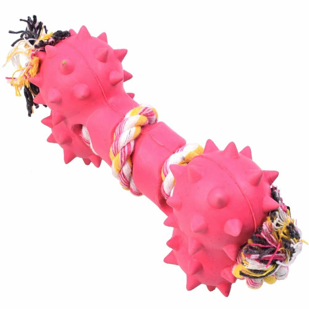 GogiPet Hundespielzeug - Rosa Hundeknochen mit Spieletau