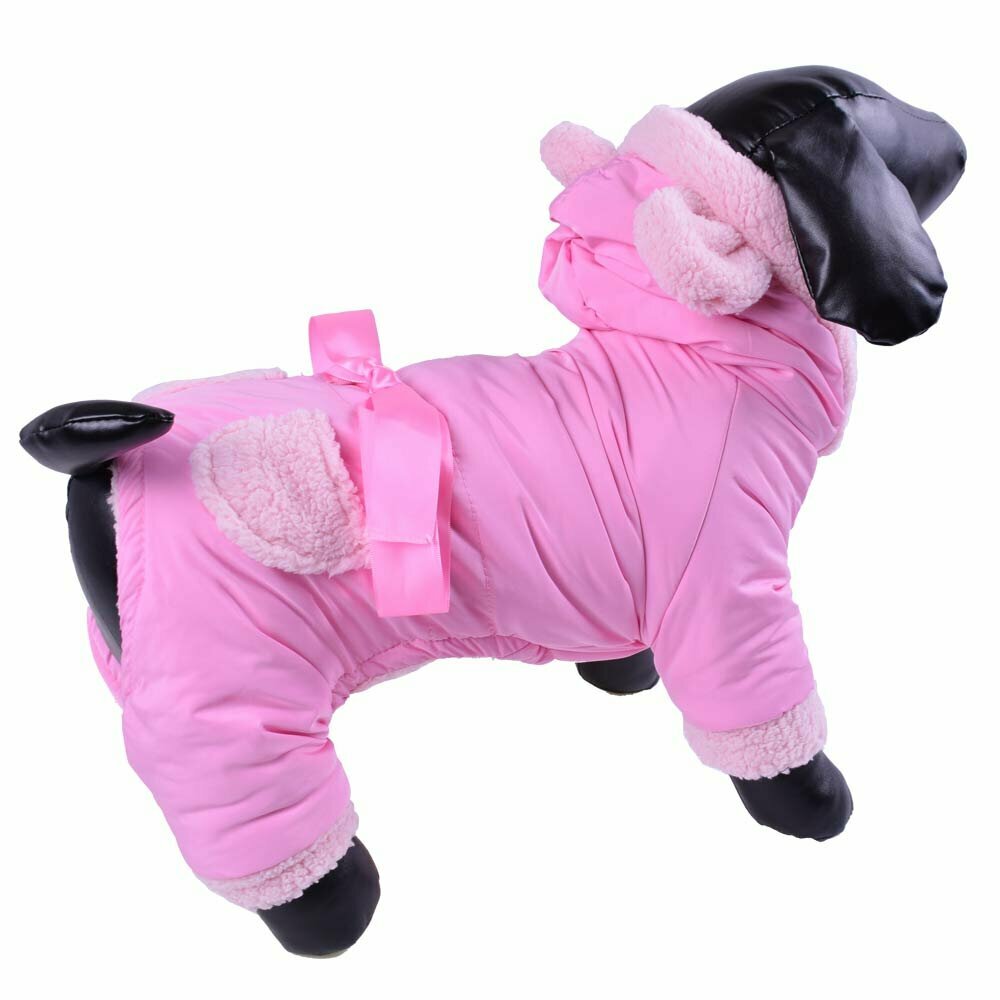 Warmes Hundegewand - rosa Anorak mit 4 Beinen
