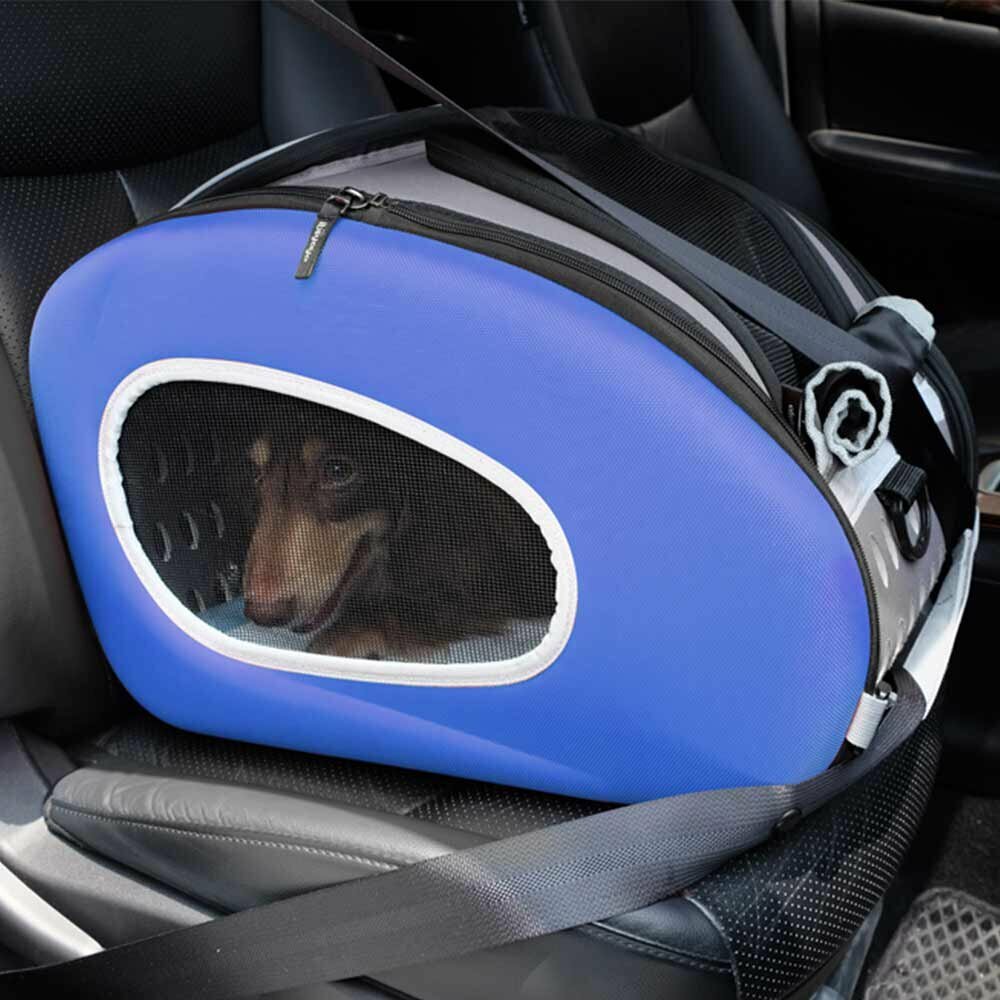 Blaue Auto Transportasche für Hunde
