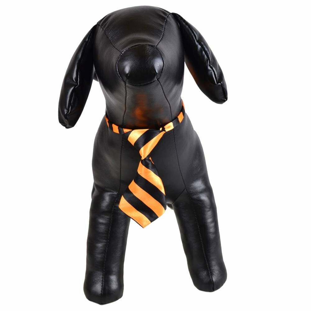 Krawatte für Hunde orange, schwarz gestreift