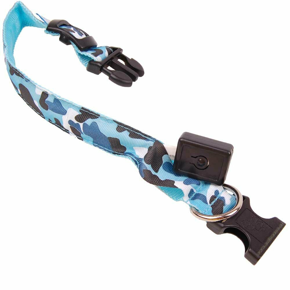 Hundehalsband welches im Dunkeln leuchet oder blinkt blau Camouflage