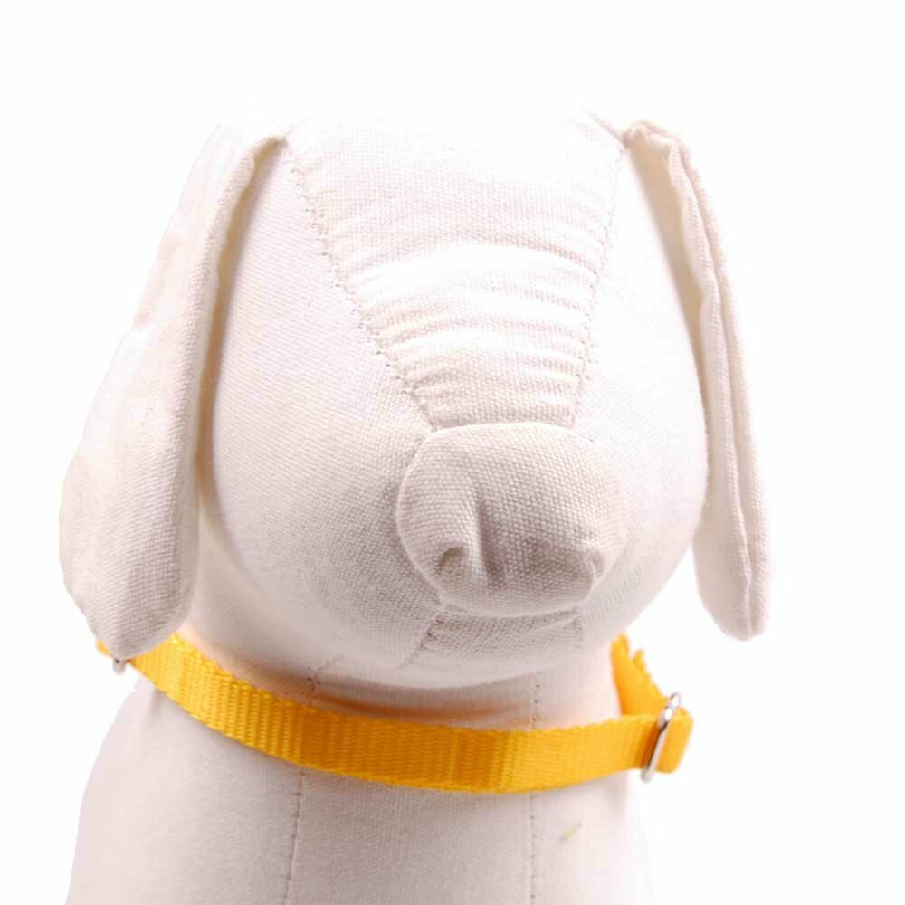 Nylon Hundehalsband gelb - gut reflektierend mit 10 mm Breite