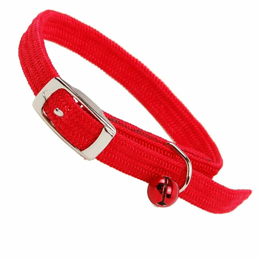 Dehnhalsband - Katzenhalsband rot mit Glocke