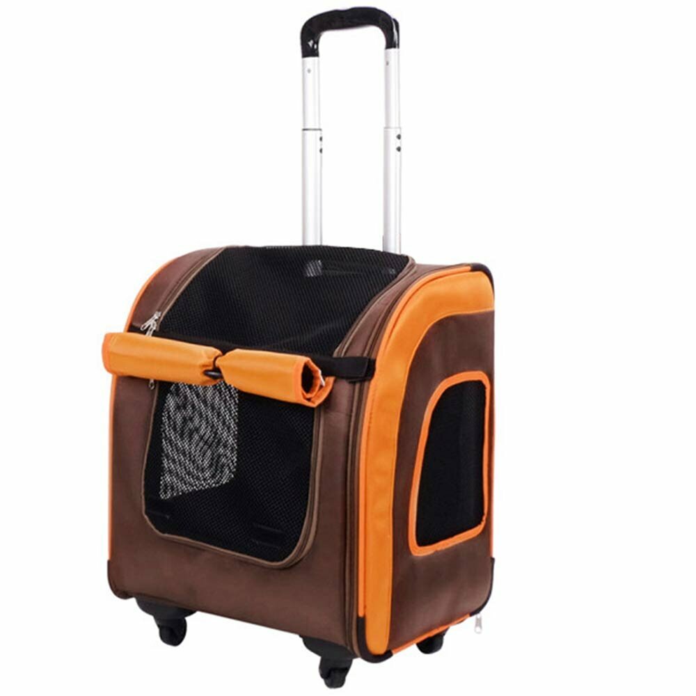 Tiertolley und Hunderucksack im Kofferdesign braund orange