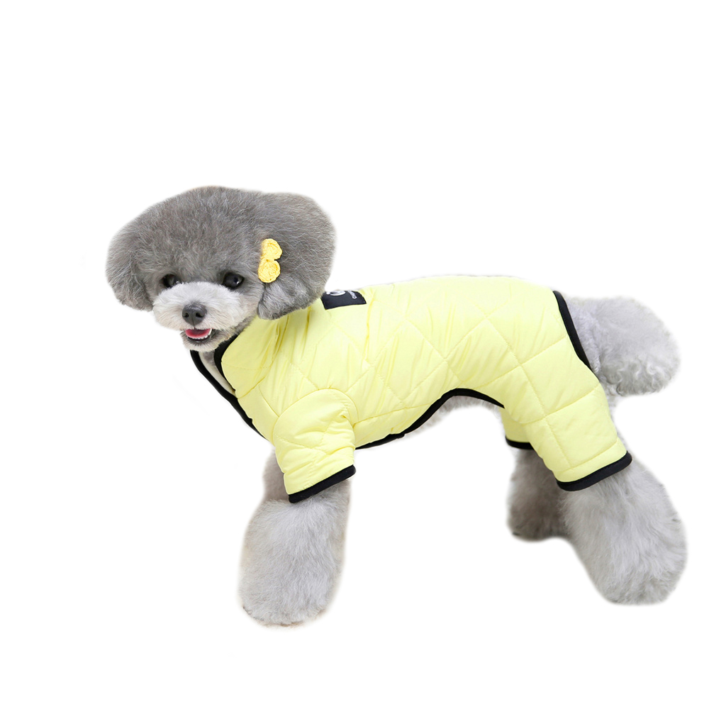 Gelber Schneeanzug - warme Hundebekleidung für den Winter