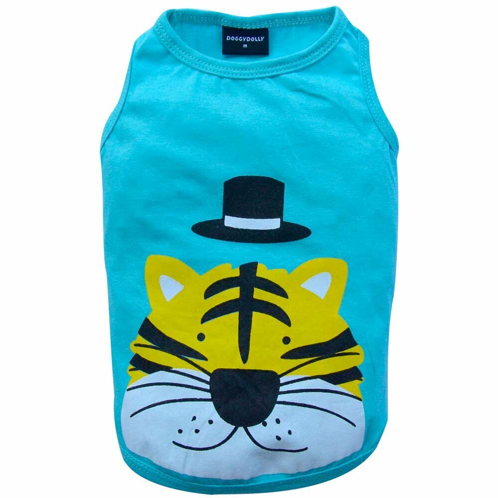 Mops Shirt mit Tiger hellblau von DoggyDolly