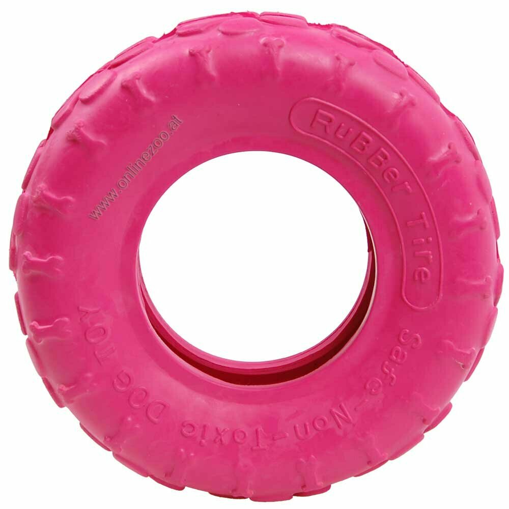 widestandfähiges Hundespielzeug mit 15 cm  Ø - rosa Autoreifen für Hunde