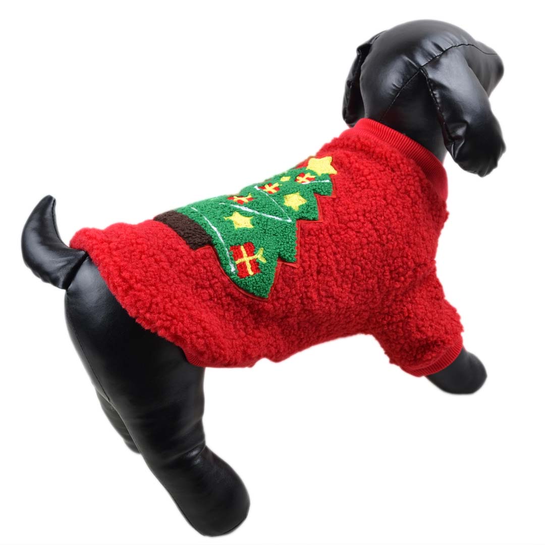 Christbaum Hundepullover - Roter Weihnachtsbaum Sweater