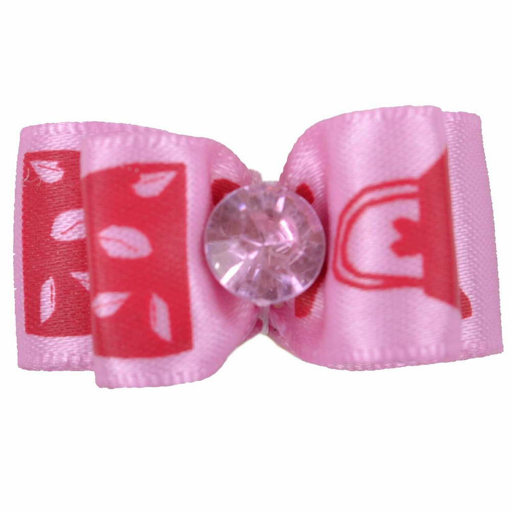 GogiPet Hundeschleife der Pink Lilly Serie mit Perlen und Herzen