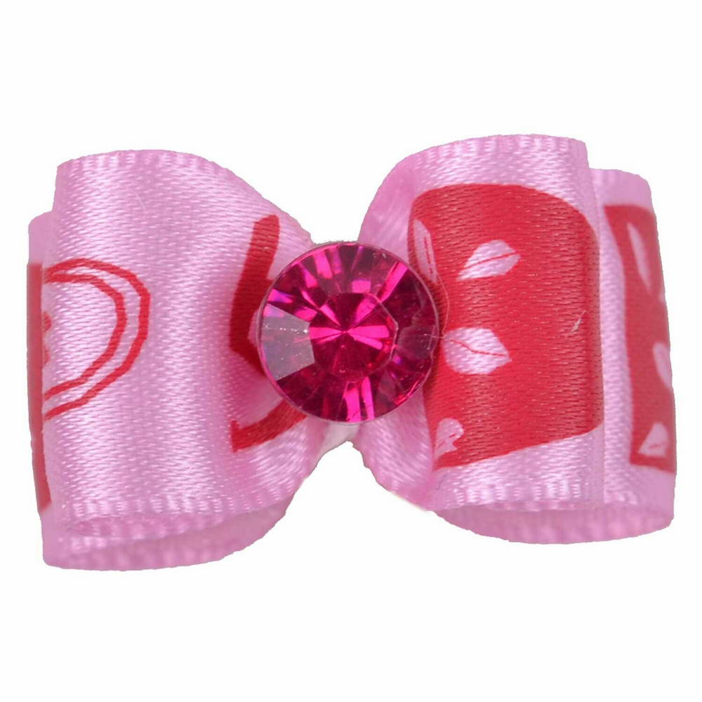 GogiPet Hundeschleife der Pink Lilly Serie mit rosa Juwel