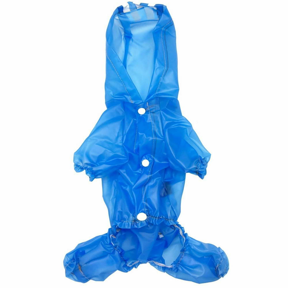 Moderner Regenmantel für Hunde halbtransparent blau
