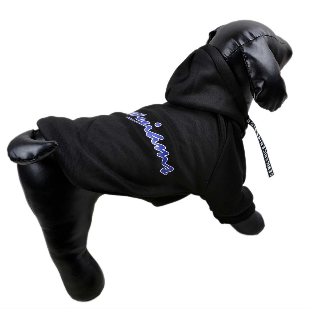 Schwarzer Hoodie für Hunde - sportlicher Kapuzen Hundepullover